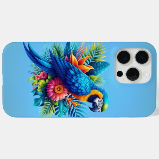 Farbenfrohe, blaue tropische Maca Case-Mate iPhone Hülle (Rückseite (Horizontal))