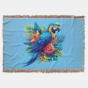Farbenfrohe, blaue tropische Maca Decke
