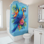 Farbenfrohe, blaue tropische Maca Duschvorhang (Beispiel)