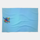 Farbenfrohe, blaue tropische Maca Geschirrtuch (Horizontal)