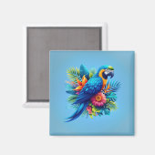 Farbenfrohe, blaue tropische Maca Magnet (Vorderseite/Rückseite)