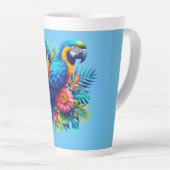 Farbenfrohe, blaue tropische Maca Milchtasse (Rechte Ecke)