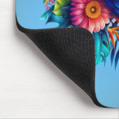 Farbenfrohe, blaue tropische Maca Mousepad (Ecke)