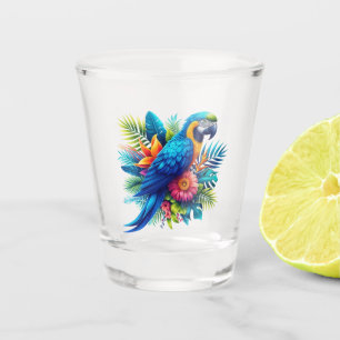 Farbenfrohe, blaue tropische Maca Schnapsglas