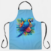 Farbenfrohe, blaue tropische Maca Schürze (Vorderseite)