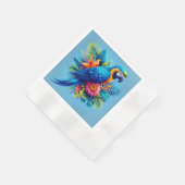 Farbenfrohe, blaue tropische Maca Serviette (Ecke)