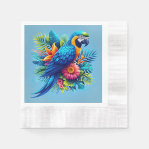 Farbenfrohe, blaue tropische Maca Serviette