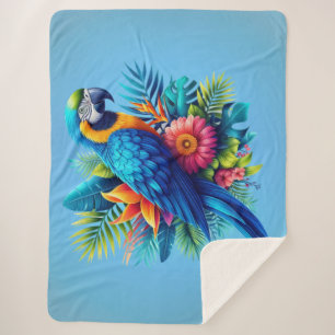 Farbenfrohe, blaue tropische Maca Sherpadecke