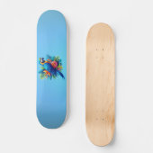 Farbenfrohe, blaue tropische Maca Skateboard (Vorderseite)