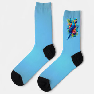 Farbenfrohe, blaue tropische Maca Socken