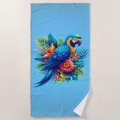 Farbenfrohe, blaue tropische Maca Strandtuch (Vorderseite)