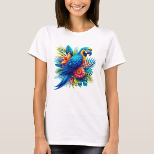 Farbenfrohe, blaue tropische Maca T-Shirt