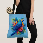 Farbenfrohe, blaue tropische Maca Tasche (Von Nahem)