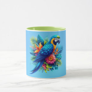 Farbenfrohe, blaue tropische Maca Tasse