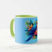 Farbenfrohe, blaue tropische Maca Tasse (Vorderseite Links)