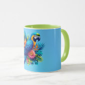 Farbenfrohe, blaue tropische Maca Tasse (VorderseiteRechts)