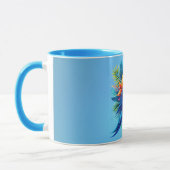 Farbenfrohe, blaue tropische Maca Tasse (Links)