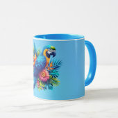 Farbenfrohe, blaue tropische Maca Tasse (VorderseiteRechts)
