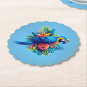 Farbenfrohe, blaue tropische Maca Untersetzer (angewinkelt)
