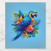 Farbenfrohe, blaue tropische Maca Weinetikett (Einzelnes Label)