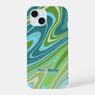 Farbenfrohe blaue und grüne abstrakte Handyhülle iPhone 15 Hülle
