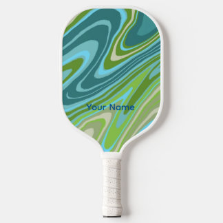 Farbenfrohe blaue und grüne abstrakte Handyhülle Pickleball Schläger