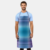 Farbenfrohe blaue und violette Mode Karomuster Str Schürze (Getragen)