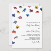 Farbenfrohe blaue Violett-Blume Hochzeit Einladung (Vorderseite)