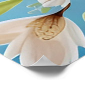 Farbenfrohe Blaue Vögel auf einer blühenden Branch Poster (Ecke)