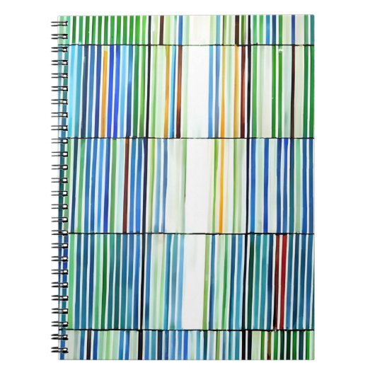 Farbenfrohe blaugestreifte Abstrakte Notebooks Notizblock (Vorderseite)