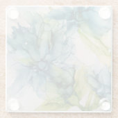 Farbenfrohe blaugrüne Blüte Abstrakte Kunst Glasuntersetzer (Rückseite)