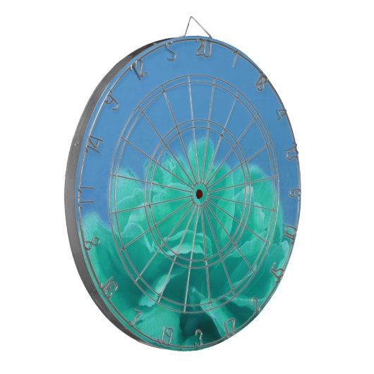 Farbenfrohe blaugrüne Blüte Dartscheibe (Vorderseite Links)