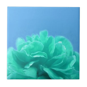 Farbenfrohe blaugrüne Blüte Fliese