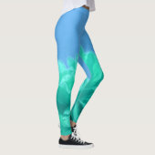 Farbenfrohe blaugrüne Blüte Leggings (Rechts)
