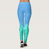 Farbenfrohe blaugrüne Blüte Leggings (Rückseite)