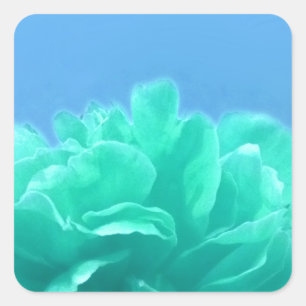 Farbenfrohe blaugrüne Blüte Quadratischer Aufkleber
