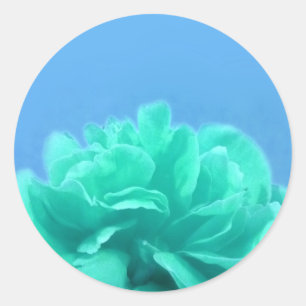 Farbenfrohe blaugrüne Blüte Runder Aufkleber
