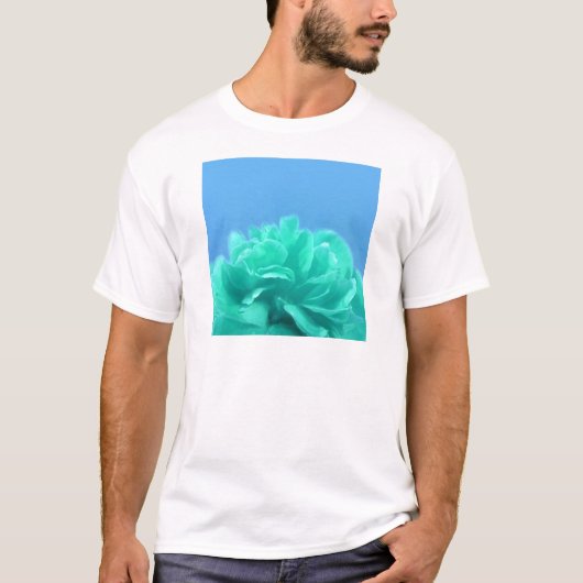 Farbenfrohe blaugrüne Blüte T-Shirt (Vorderseite)