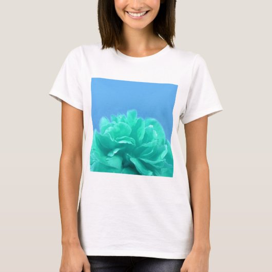 Farbenfrohe blaugrüne Blüte T-Shirt (Vorderseite)