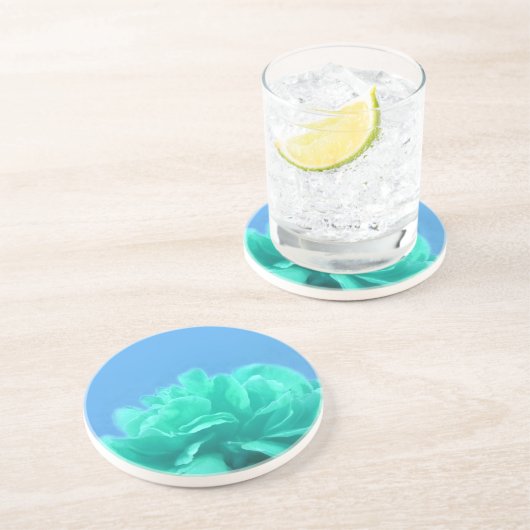 Farbenfrohe blaugrüne Blüte Untersetzer (Seite)