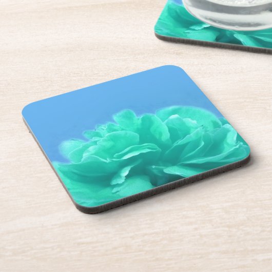 Farbenfrohe blaugrüne Blüte Untersetzer (Linke Seite)