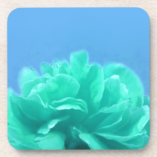 Farbenfrohe blaugrüne Blüte Untersetzer (Vorderseite)