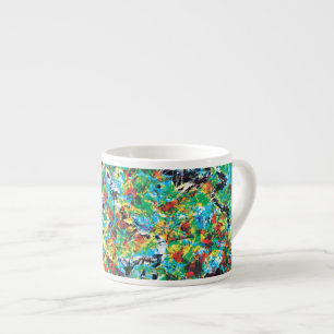 Farbenfrohe blaugrüne Frühlingsmuster Blume Kunst Espressotasse