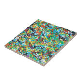 Farbenfrohe blaugrüne Frühlingsmuster Blume Kunst Fliese (Seite)