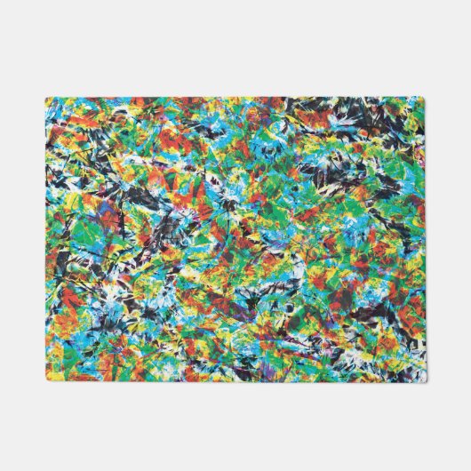 Farbenfrohe blaugrüne Frühlingsmuster Blume Kunst Fußmatte (Vorderseite)