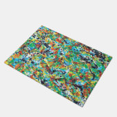 Farbenfrohe blaugrüne Frühlingsmuster Blume Kunst Fußmatte (Schrägansicht)