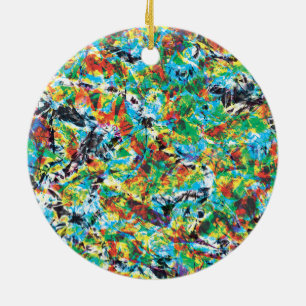 Farbenfrohe blaugrüne Frühlingsmuster Blume Kunst Keramikornament