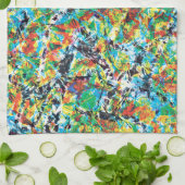 Farbenfrohe blaugrüne Frühlingsmuster Blume Kunst Küchentuch (Gefaltet)