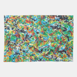 Farbenfrohe blaugrüne Frühlingsmuster Blume Kunst Küchentuch