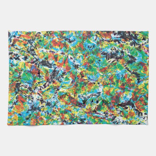 Farbenfrohe blaugrüne Frühlingsmuster Blume Kunst Küchentuch (Horizontal)